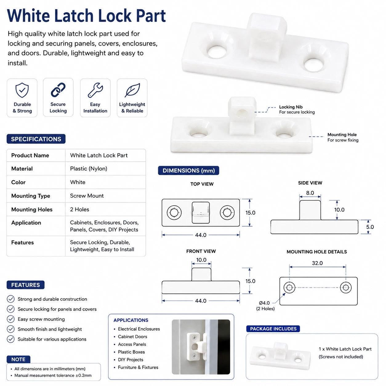 White Latch Lock Part