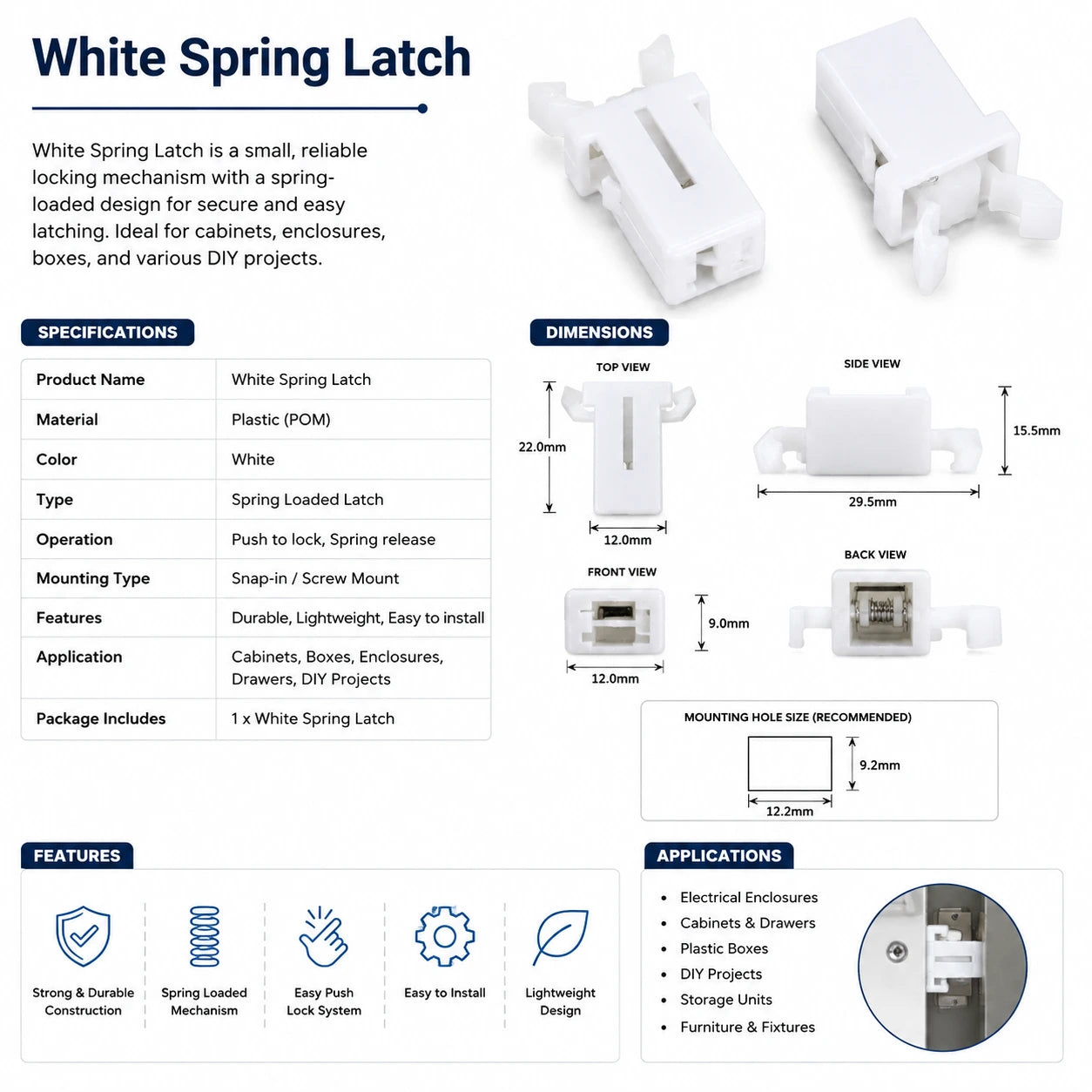 White Spring Latch