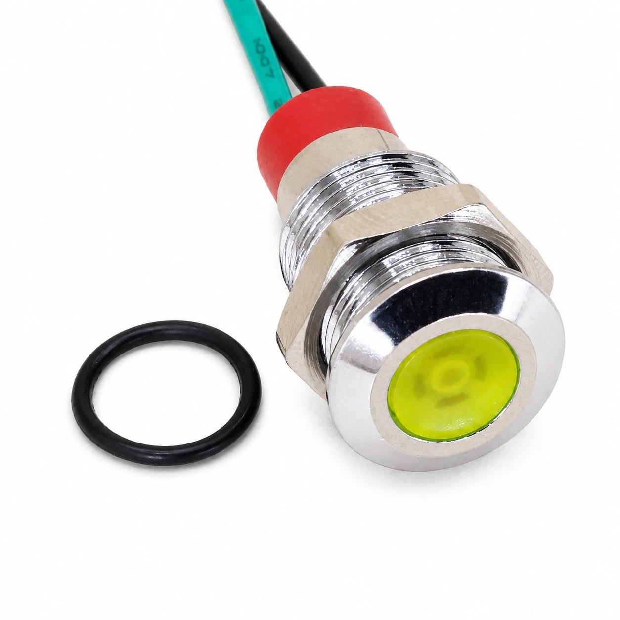 Yellow 10mm 110-220V AC Panel Mount Indicator LED with 15cm wire