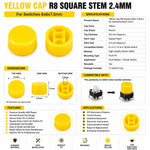 Yellow Cap R8 Square Stem 2.4mm for Switches 6x6x7.3mm