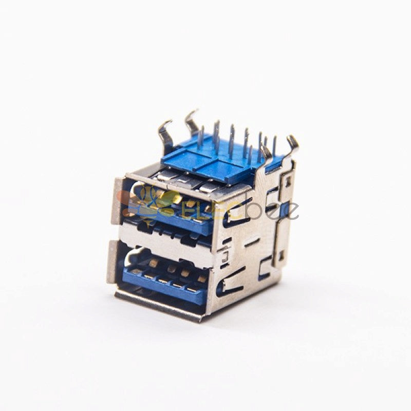 USB A-Type 3.0 Female Dual Port PCB Right Angle