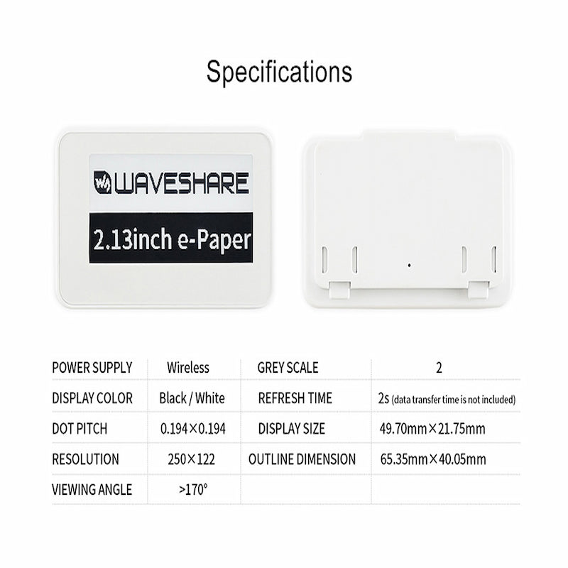 2.13inch Passive NFC-Powered e-Paper, No Battery