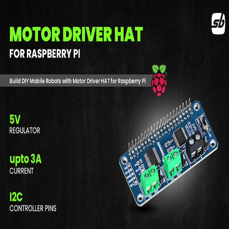 Motor Driver HAT for Raspberry Pi, I2C Interface - Waveshare
