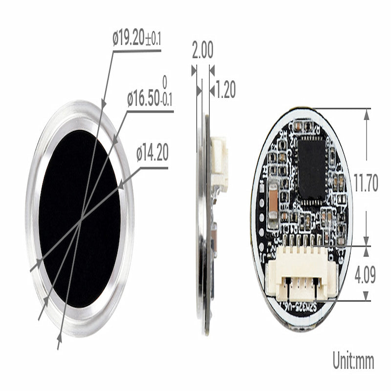 Round-shaped All-in-one UART Capacitive Fingerprint Sensor
