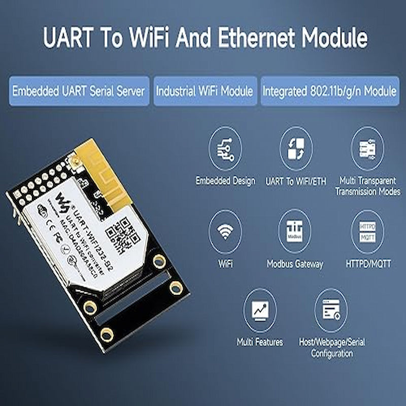 UART To WiFi And Ethernet Module, Embedded UART Serial Server, Industrial WiFi Module