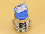 Metal Switch 16mm - Push to ON Momentary - IP65 - Indicator 220V AC Red Ring