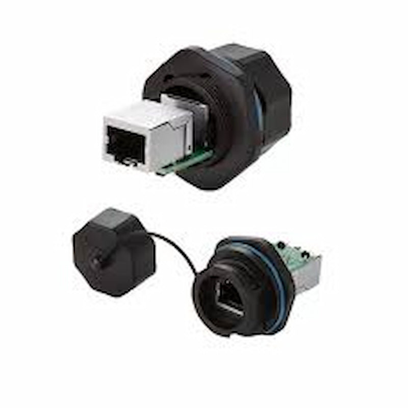 YT RJ45 Cat5e Female Socket PCB Dual Port IP67 Waterproof Ethernet Connector