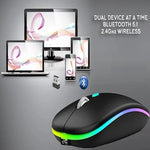 Wireless Bluetooth RGB Mouse Rechargeable Ultra Silent Slim With LED Backlight