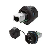 YT RJ45 Cat5e Female Socket PCB Dual Port IP67 Waterproof Ethernet Connector