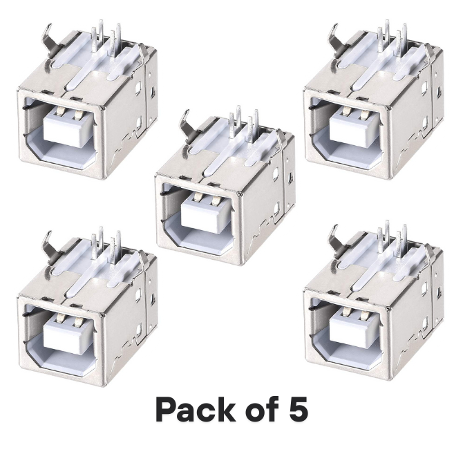 USB Socket 2.0 for Printer (Black/White) (Pack Of 5)