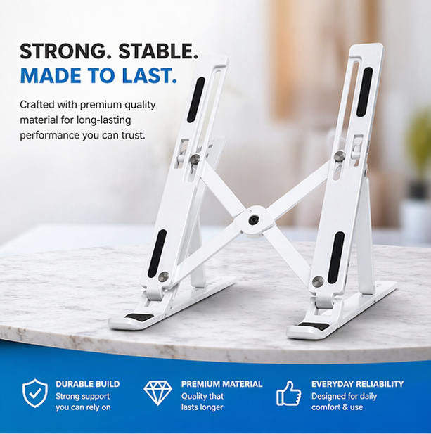 Foldable Height Adjustable Frame Laptop Stand in Plastic