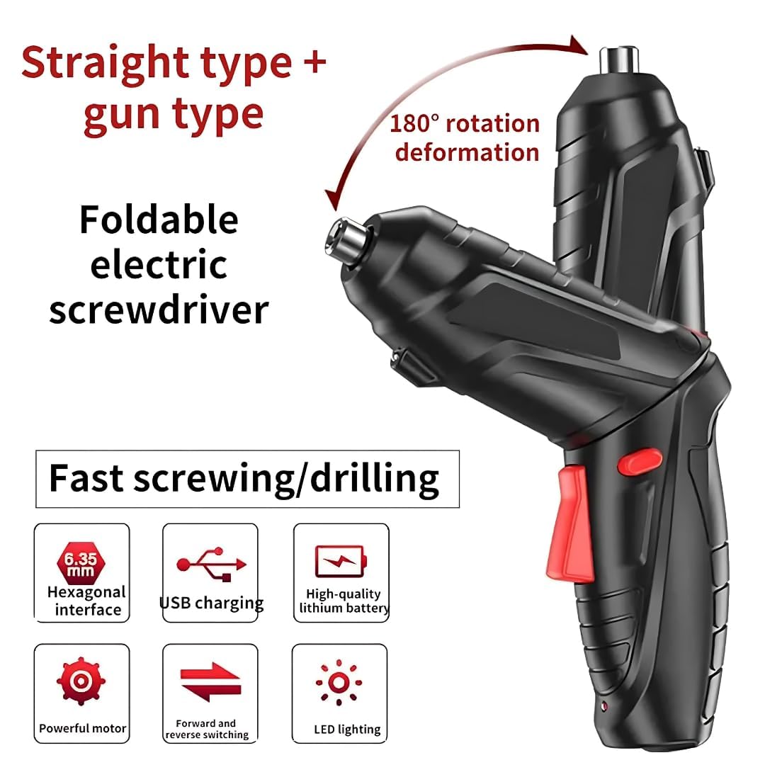 Electric Screwdriver Set | Portable, Cordless & USB-Rechargeable | 44 Driver-bits