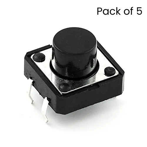 2Pin Round Push button SPST straight Tactile Micro Switch Through Hole (Pack of 5)