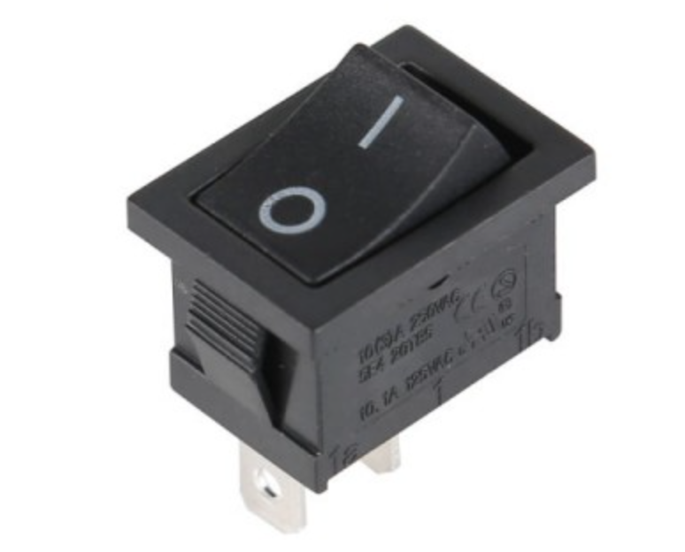 2 Pin Mini On-Off SPST Rocker Switch (Copper Pin) - Pack of 10

