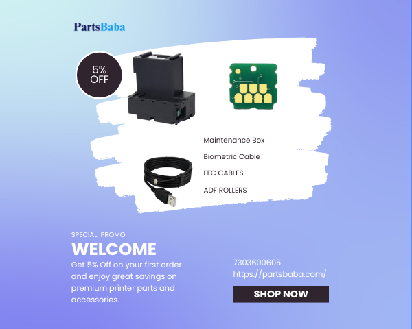 Promotional banner for Parisbaba with product images and text on a blue background